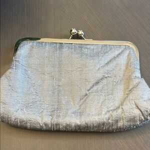 Elegant Silver Clutch Bag of Dupioni Silk, Jenna Lou Designs